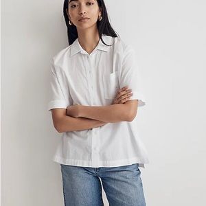 Madewell white short sleeve button down shirt